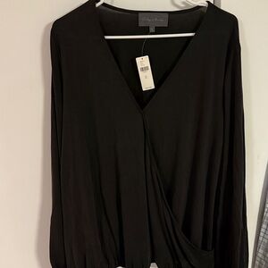 Sunday in Brooklyn Faux Wrap Black Top